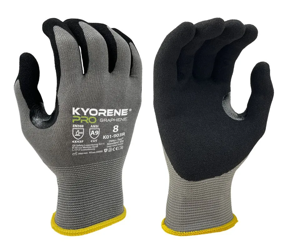 Guanti KYORENE K01-903R, Tg. 6, in Grafene, Nylon, col. Nero, grigio
